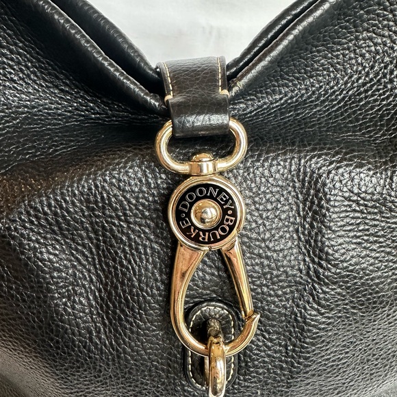 Dooney & Bourke Logo Lock Large Shoulder/Hobo Bag - Black Pebble Leather - Picture 2 of 16
